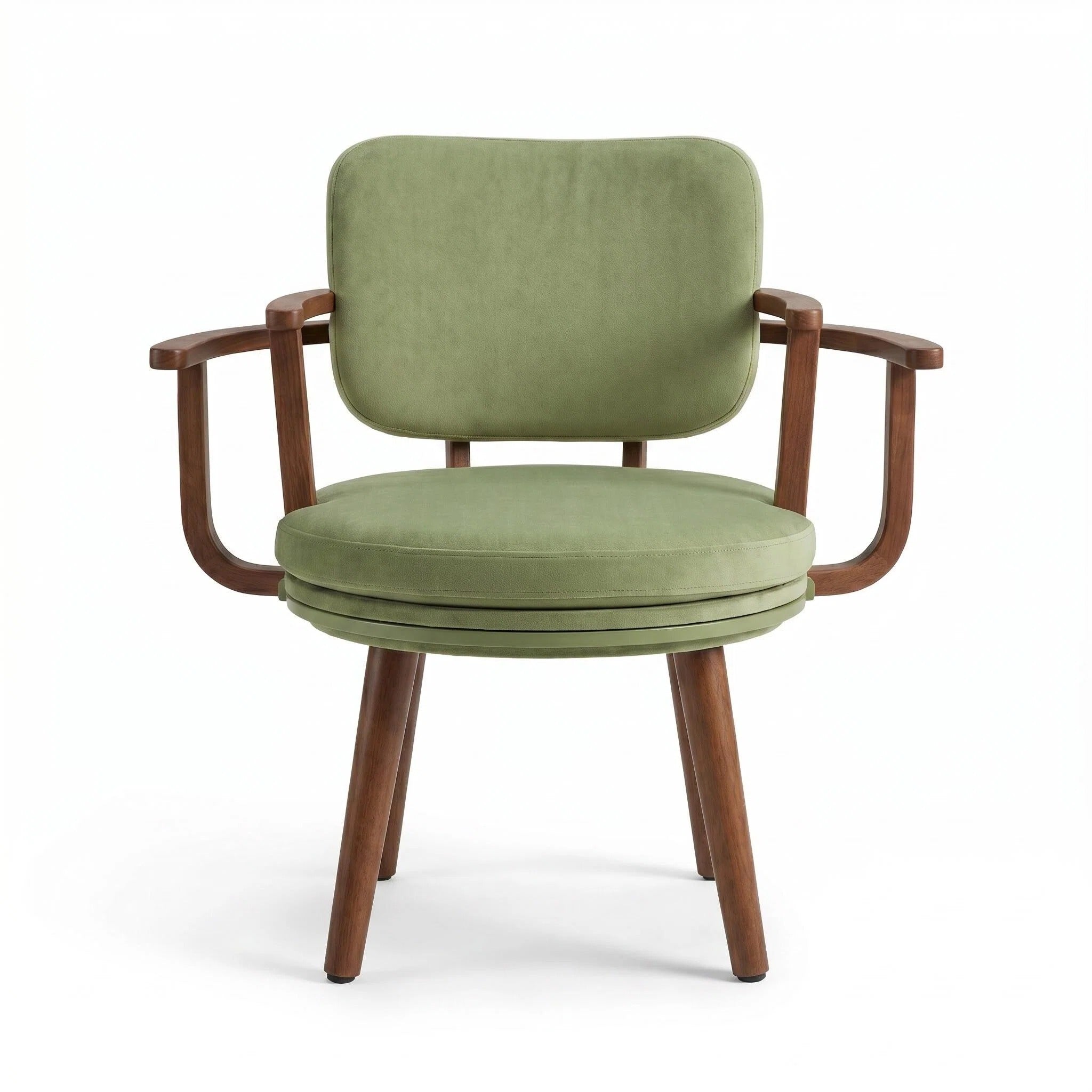 360° Swivel Green Fabric Solid Wood Armchair 🟢