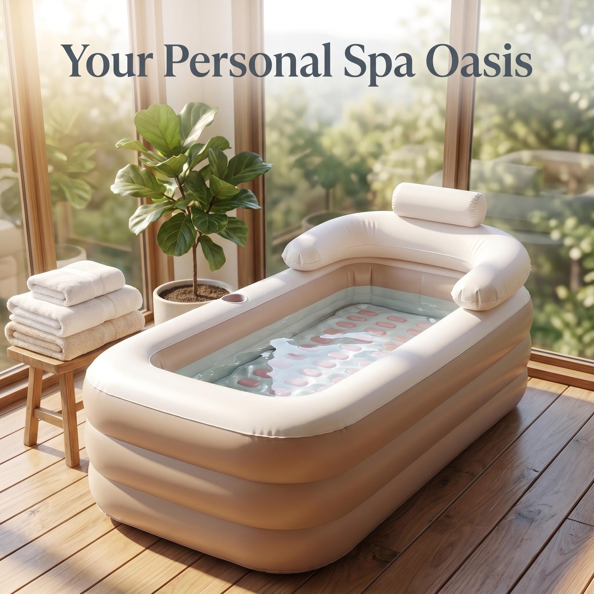 Inflatable Bathtub with Free Massage Mat - Personal Spa Tub