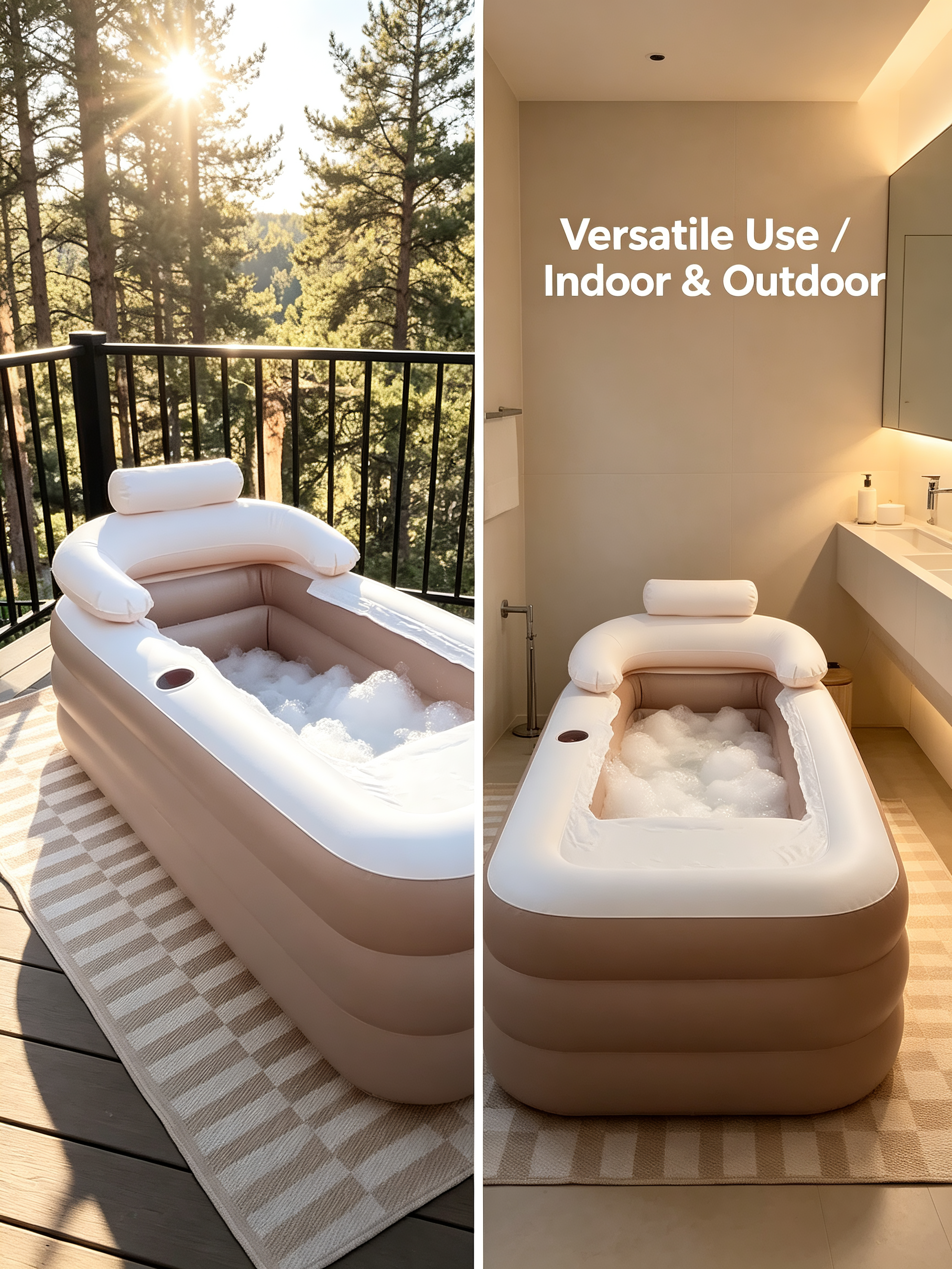 Inflatable Bathtub with Free Massage Mat - Personal Spa Tub