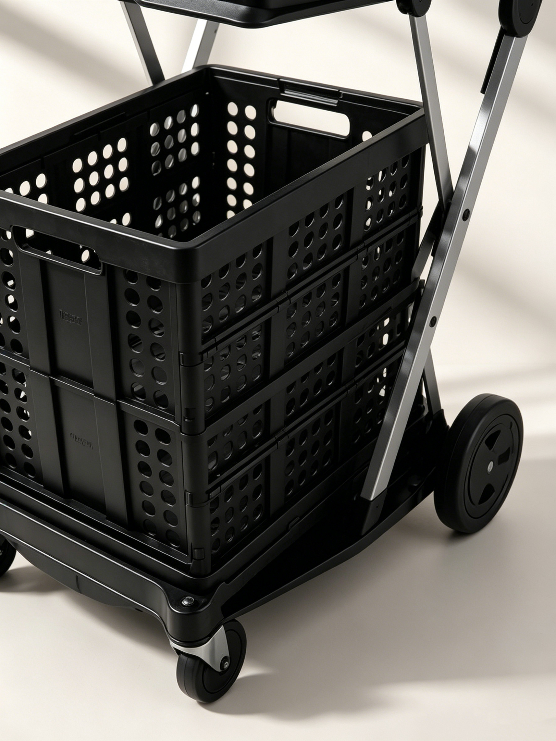 2-Tier Folding Utility Cart with Collapsible Crates 🛒