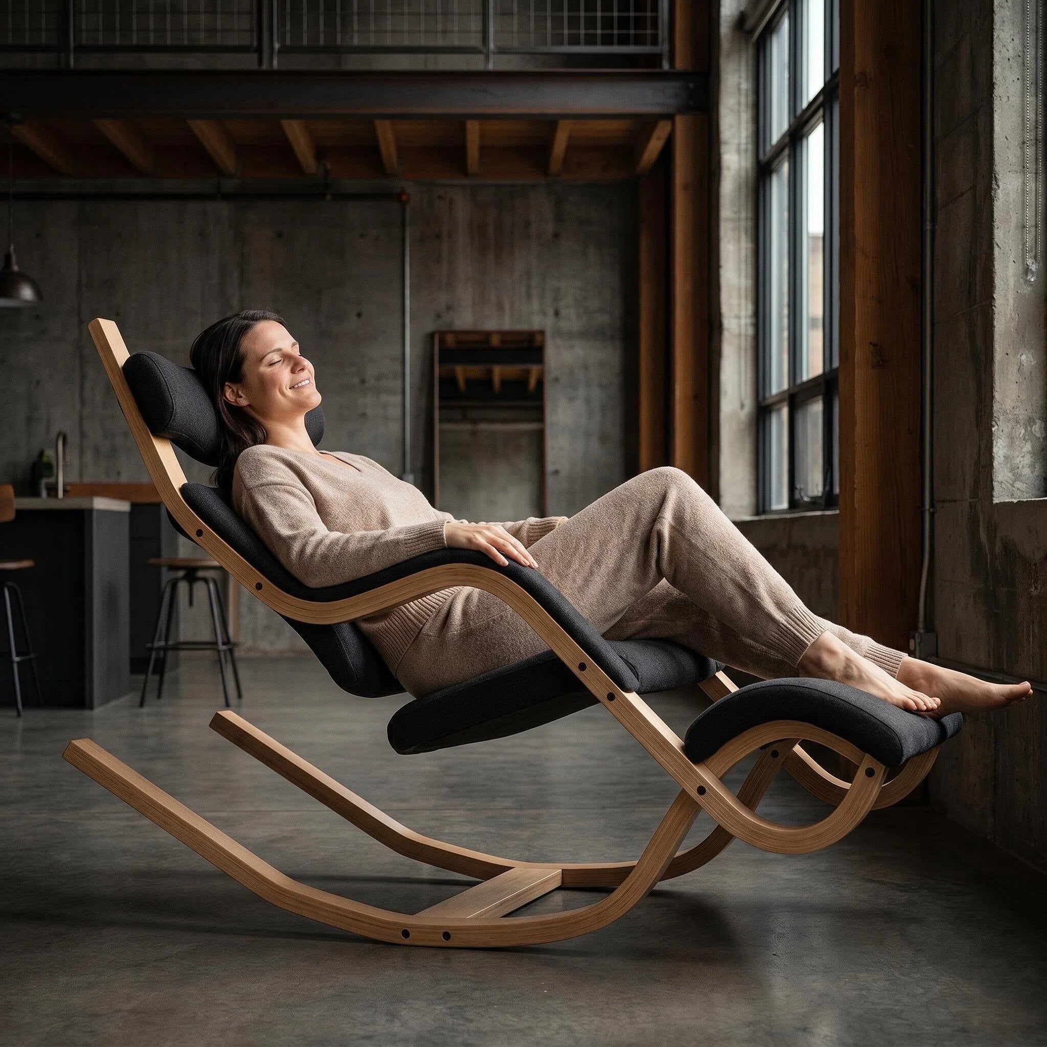 Curved Bentwood Rocking Chaise Lounge