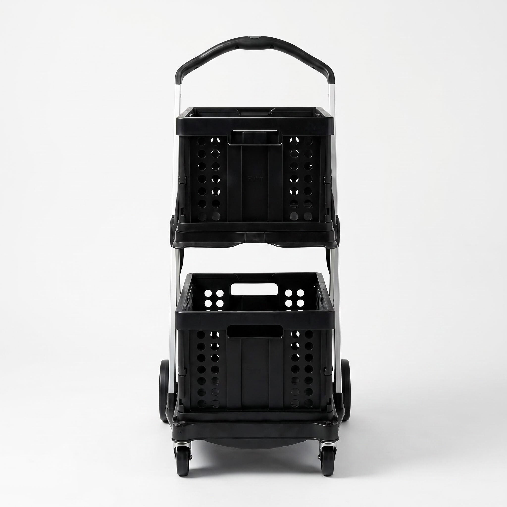 2-Tier Folding Utility Cart with Collapsible Crates 🛒