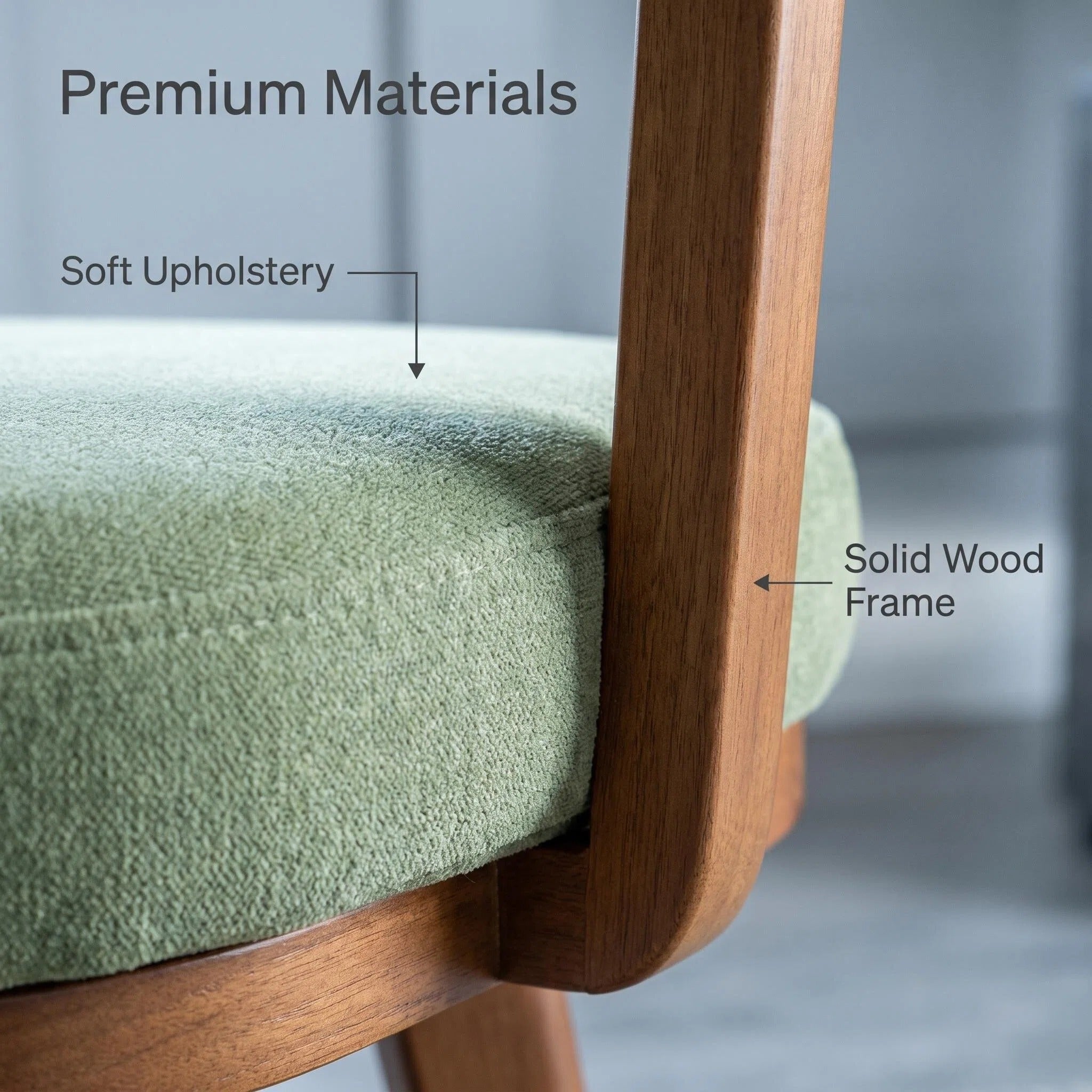 360° Swivel Green Fabric Solid Wood Armchair 🟢