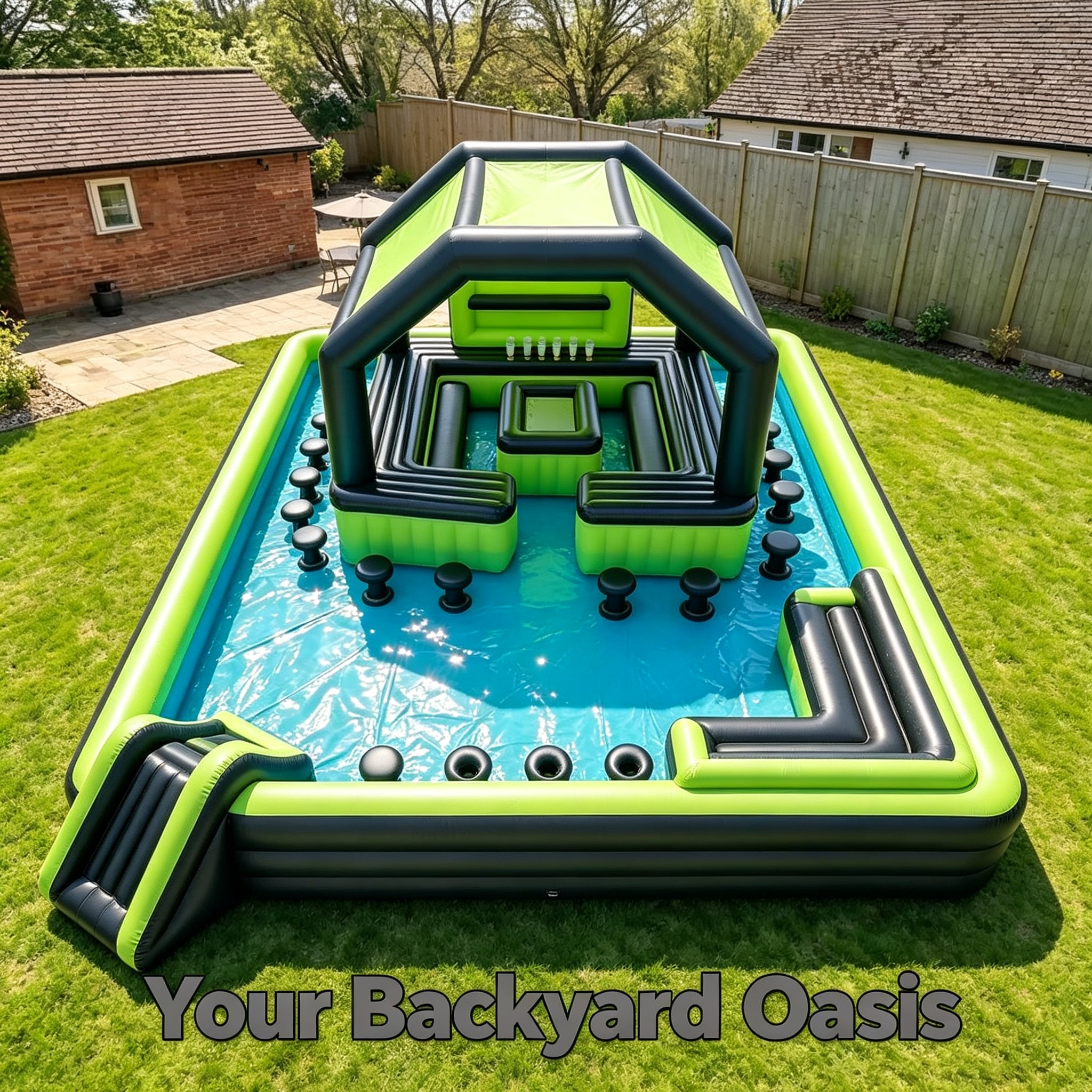 Giant Inflatable Pool with Slide  Canopy