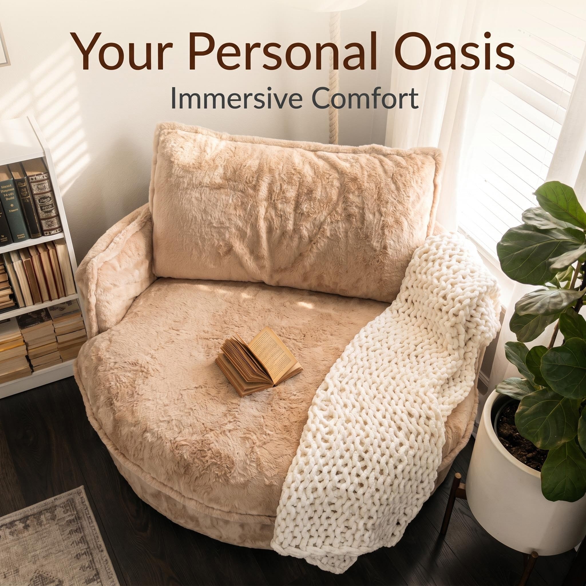 Fluffy Faux Fur Swivel Round Accent Chair