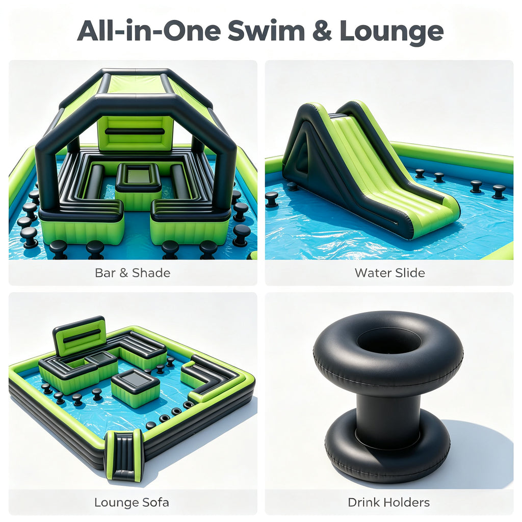 Giant Inflatable Pool with Slide  Canopy