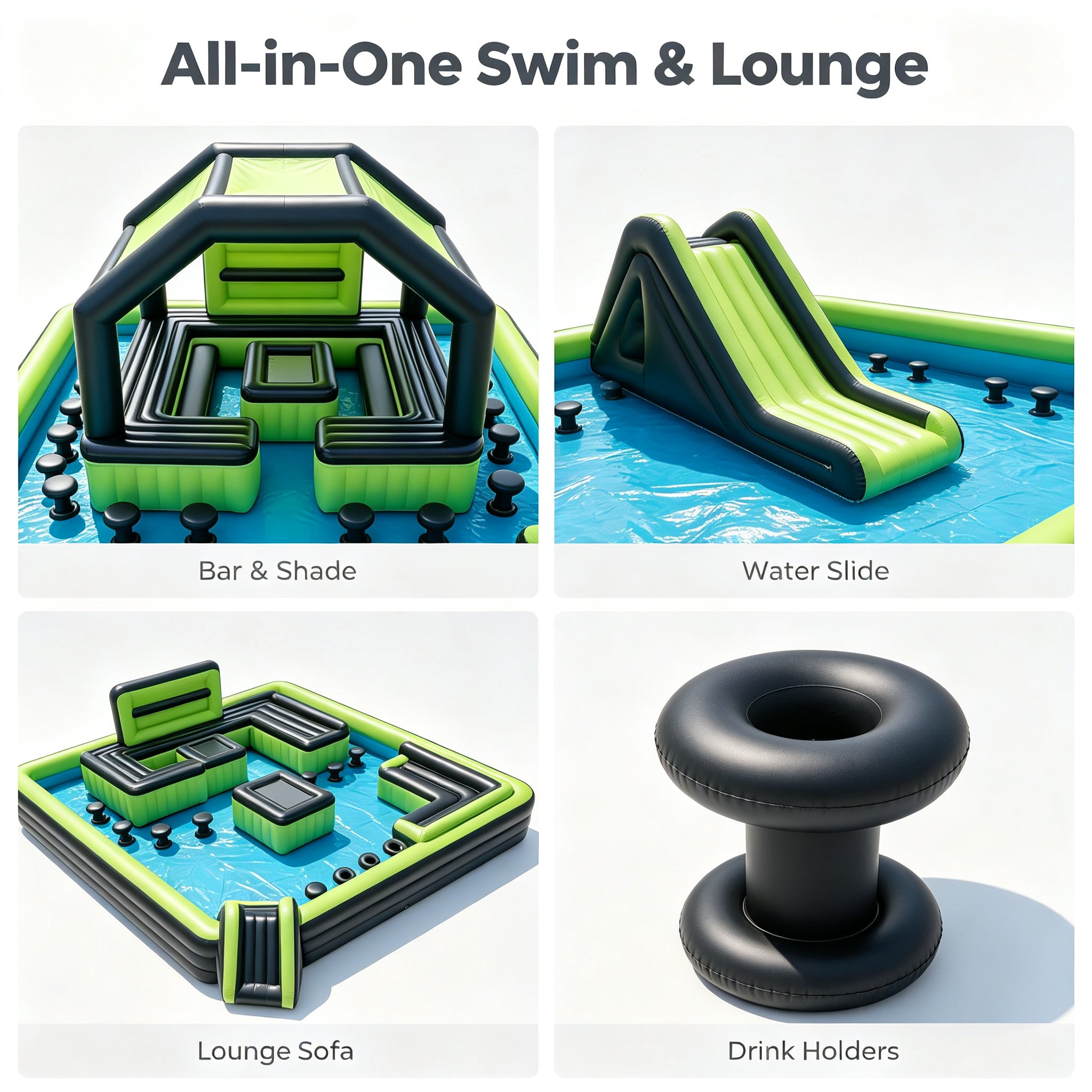 Giant Inflatable Pool with Slide  Canopy