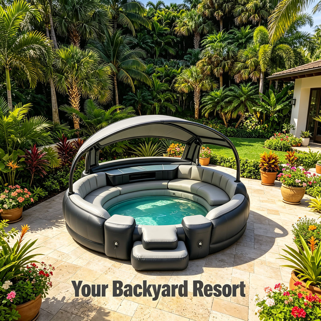 Inflatable Pool with Canopy  LED Lights